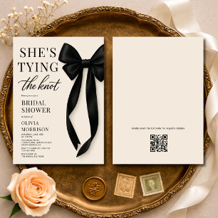 QR-kod Hon knyter knuten Bridal Shower Inbjudningar