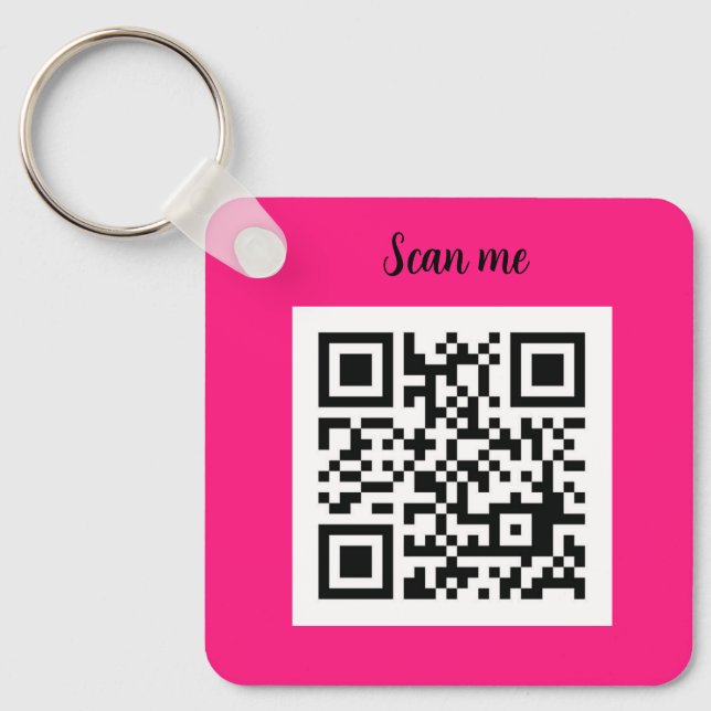 QR-kod Hot Pink Elegant Affärsliv Nyckelring (Framsida)