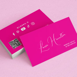 QR-kod hot pink modern skönhetsinfluencer  Visitkort