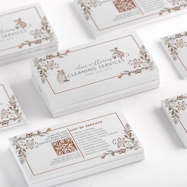 QR-kod Hushållsbevarande Professionell Maid Blommi Visitkort (Skapare uppladdad)