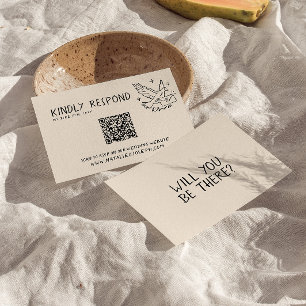 QR-kod Illustrerad Retro-handskriven Roligt Bröllo OSA Kort