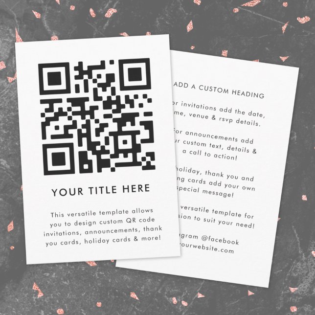 QR-kod inbjudan | Mångsidig skannbar inbjudan (Modern smart QR code white invitation template by Guava - versatile, stylish, and customizable)