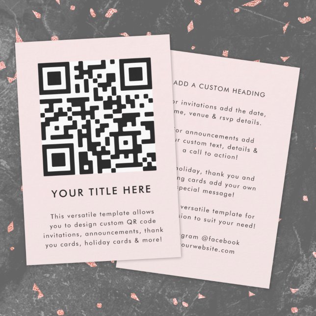 QR-kod inbjudan | Mångsidig skannbar inbjudan (Feminine smart QR code pink invitation template by Guava - versatile, stylish, and customizable)