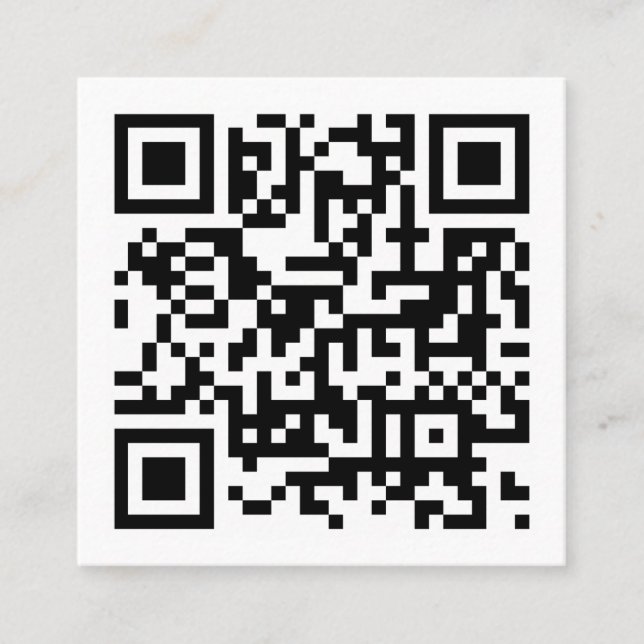 QR-kod inledande minimalt Monogram svart och vitt Fyrkantigt Visitkort (Framsida)