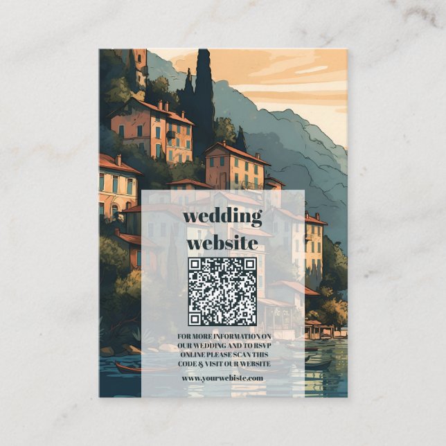 qr-kod Italien Sjö Como Destination Wedding Tilläggskort (Framsida)
