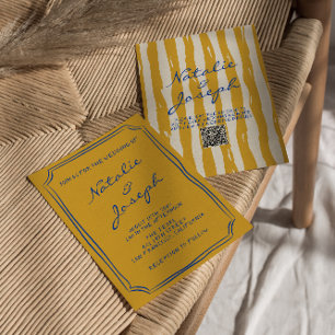 QR Kod Italienska handskriften Streck Bröllop Inbjudningar