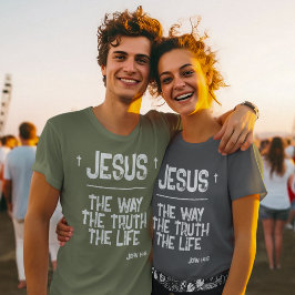 QR-kod Jesus Vägen Sanning Liv Bibeln Grunge T Shirt