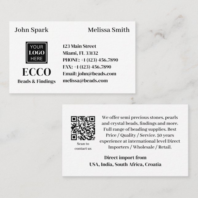 QR-kod: Juelry Business Monogram och Logotyp Moder Visitkort (Fram/baksida)