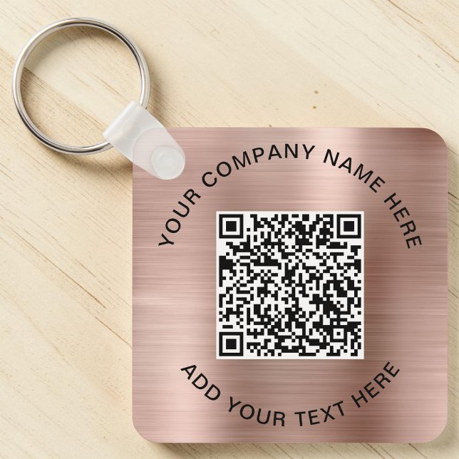 QR-kod Kampanj Rosa Guld Nyckelring (QR Code Promotional Rose Gold Keychain)
