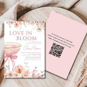 QR-kod Kärlek i Möhippan Bloom Champagne Bow Inbjudningar