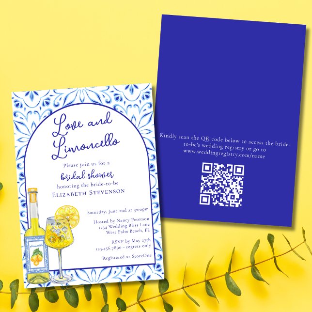 QR-kod Kärlek & Limoncello Italiensk Brudtrolldom Inbjudningar (Skapare uppladdad)