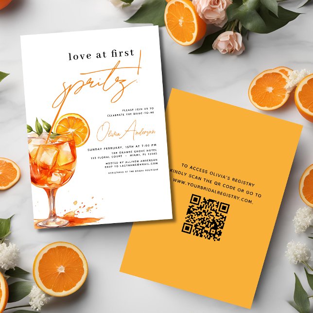 QR-kod Kärlek vid första Spritz-Orangens Möhippa Inbjudningar (Skapare uppladdad)