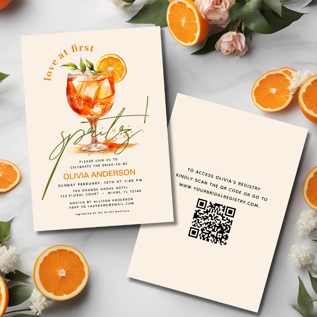 QR-kod Kärlek vid första Spritz-Orangens Möhippa Inbjudningar (Skapare uppladdad)