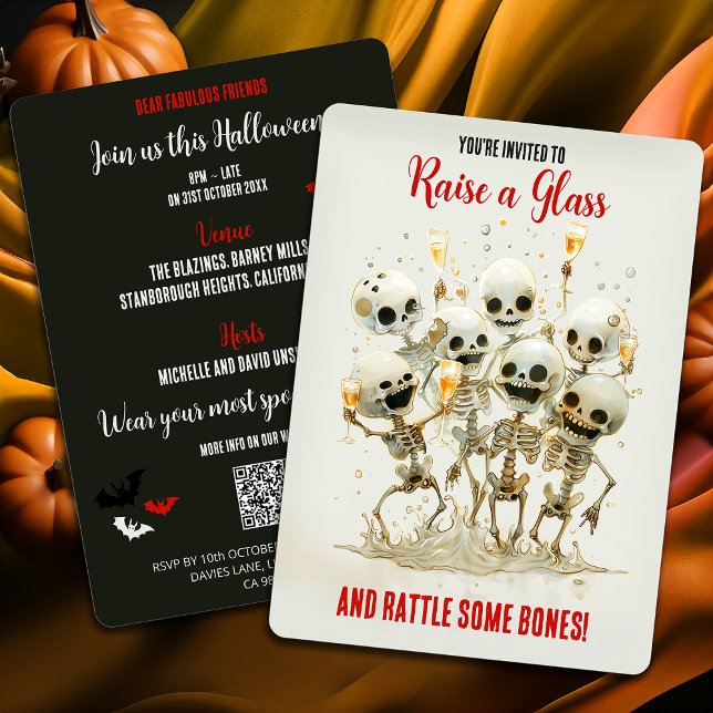 QR-kod: Kasta lite boner! Halloween Inbjudningar (Skapare uppladdad)