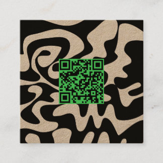 QR-kod Kelly Green Retro Groovy Squiggles Kraft Fyrkantigt Visitkort