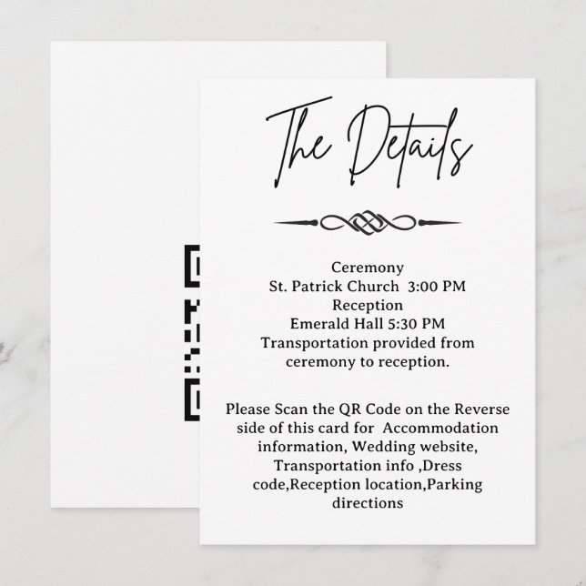 QR-kod Keltiskt flätmönster Pil Bröllopsdetaljer Tilläggskort (Fram/baksida)