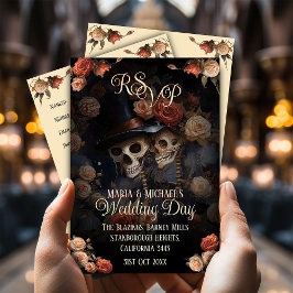 QR-kod Kissing Skeletons OSA Gothic Bröllop Tilläggskort