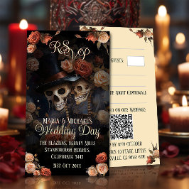 QR-kod Kissing Skeletons OSA Gothic Bröllop Tilläggskort