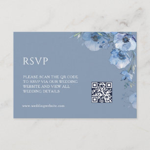 QR-kod Konstnärliga blå blommor Tilläggskort