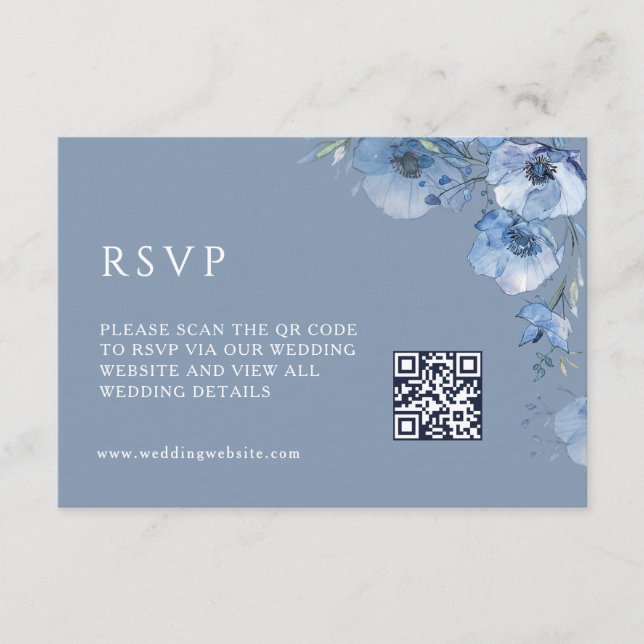QR-kod |  Konstnärliga blå blommor Tilläggskort (Framsida)