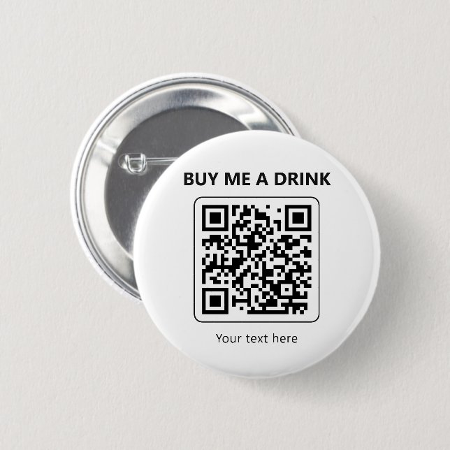 QR-kod Köp en drink Minimal festbetalning Knapp (Framsida & baksida)