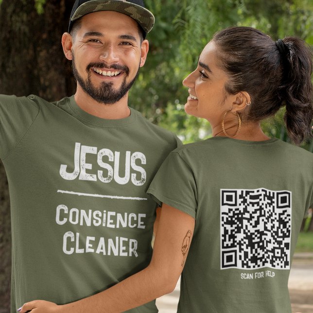 QR-kod Kristus Jesus Förlåter Samvete Rent T Shirt (Skapare uppladdad)