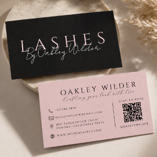 QR-kod Lash-tekniker Blush Rosa Svart Visitkort