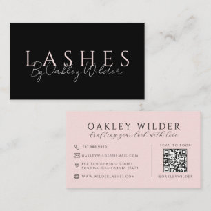 QR-kod Lash-tekniker Blush Rosa Svart Visitkort