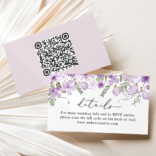 QR-kod Lavender Bröllop-informationskort Visitkort