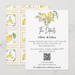 QR-kod Lemon Floral Bröllopsdetaljer Tilläggskort