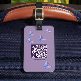 QR-kod Lila-Blue Butterflies Bagagebricka