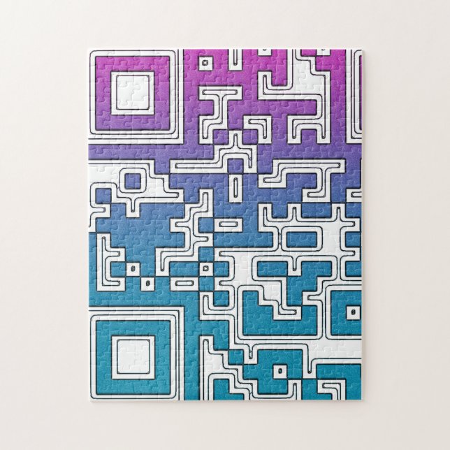 QR-kod - Lila Blue Jigszle Puzzle Pussel (Vertikal)