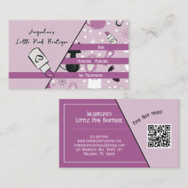 QR-kod Lila Girlig Mid-Century Salong II Visitkort