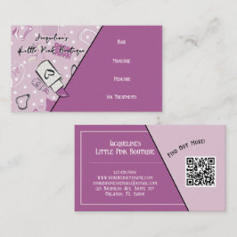QR-kod Lila Girlig Mid-Century Salong III Visitkort