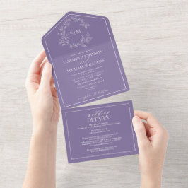 QR-kod Lilac Lavender Leafy Vapensköld Monogram