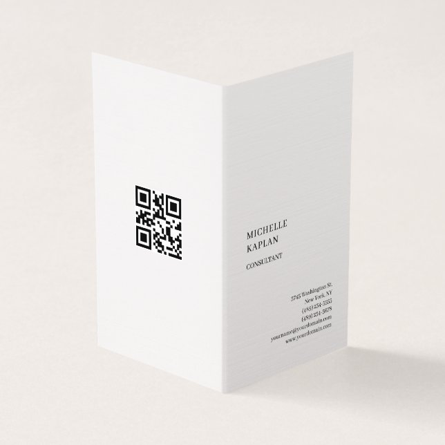 QR-kod Linne Modern Professionell Exklusiv Visitkort (Utsida)