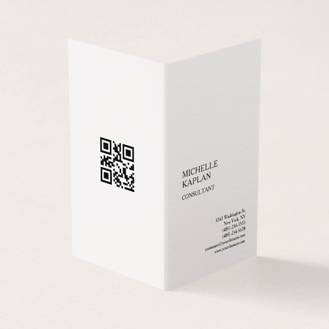 QR-kod Linne Modern Professionell Exklusiv Visitkort (Utsida)