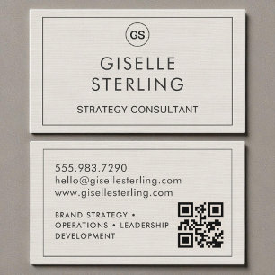 QR-kod Linne Monogram Modern Visitkort