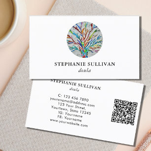 QR-kod Livets träd Doula Visitkort