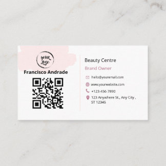 QR-kod - Logotyp | Affärskort för modern Rosa Visitkort