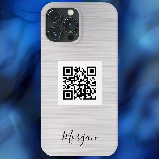 QR-kod, Logotyp Art eller Foto, Namn, Brushed Silv (Skapare uppladdad)