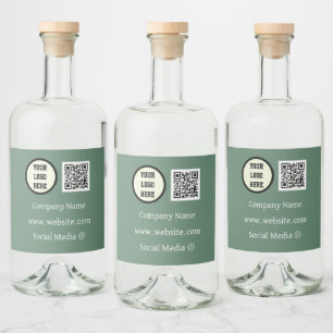 QR-kod Logotyp Företag Sage Grön Företagskorporati Spritflaskor Etikett