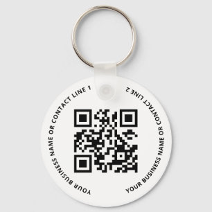 QR-kod Logotyp Företag Vit Nyckelring