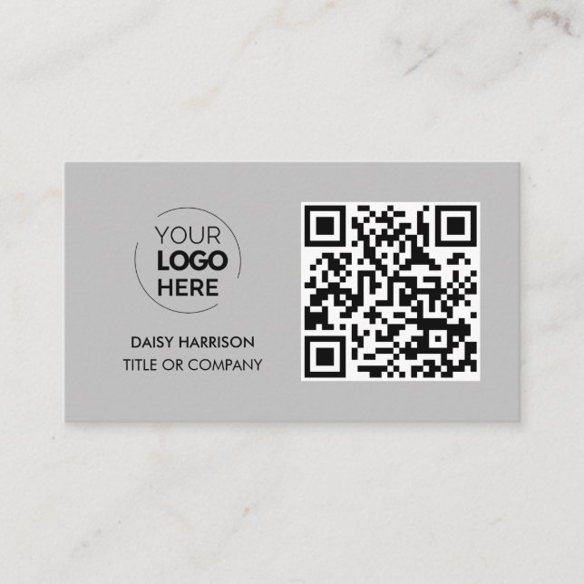 QR-kod - Logotyp | Grått Modern Professionell Visitkort (Framsida)