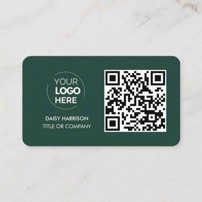 QR-kod - Logotyp | Grönt Modern Professionell Visitkort (Framsida)