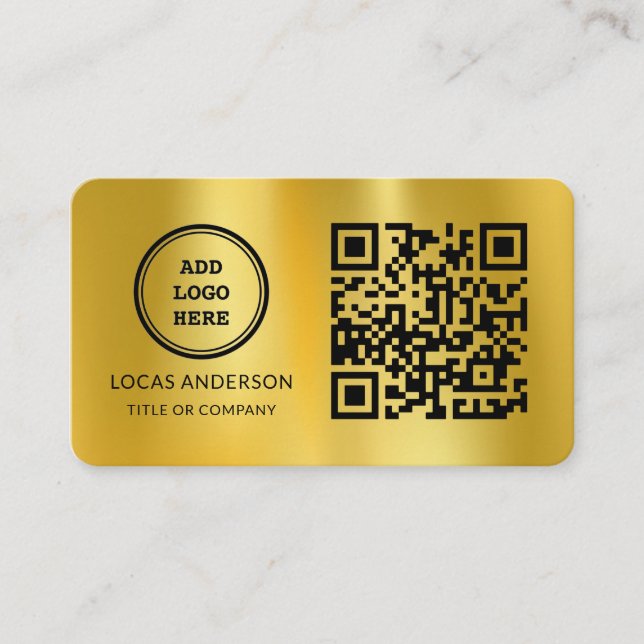 QR-kod - Logotyp | Guld Modern Professionell Visitkort (Framsida)