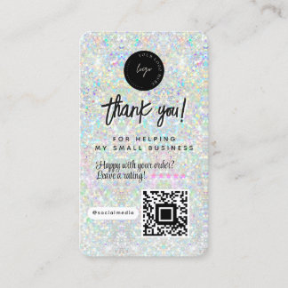 QR-kod & logotyp holografisk glitter tack Visitkort