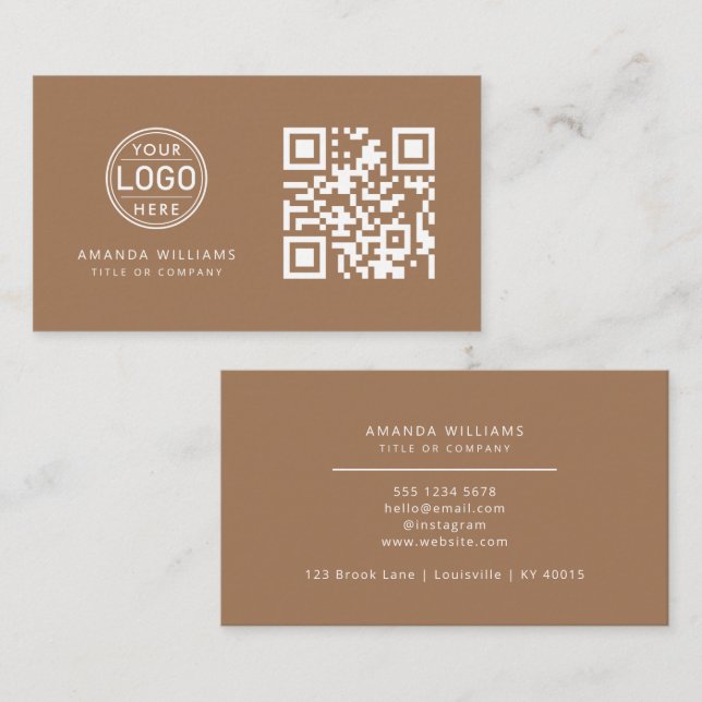 QR-kod - Logotyp |Kaffe, modern Professionell Visitkort (Fram/baksida)