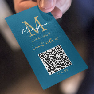 QR-kod - Logotyp - modern blå Visitkort