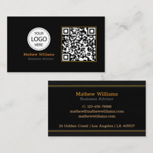 QR-kod, Logotyp, modern Black Monogram Pro Visitkort
